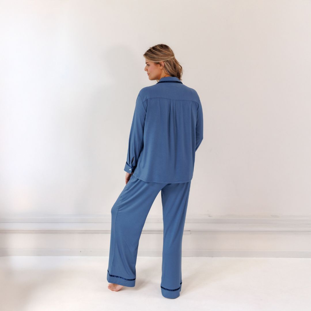 Coco & Cici - TENCEL Pyjama Set Dames Donker Blauw  - Maat S